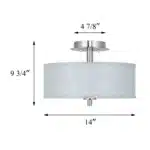 US Instock Fabric Lampshade Modern Light Pendant Round Led Flush Mount Ceiling Light for Bedroom Living Room Dining – side
