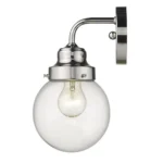 HMS Modern Contemporary Light Silver Wall Sconce with Round Warm White Glass Shade for Apartment and Bathroom Use – top view