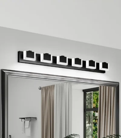 Ship in USA,LED Black Modern Vanity Light 6 Light Matte Black Bathroom Vanity Lights Acrylic Bathroom Vanity Lights Fixtures