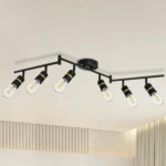 6-Light Ceiling Light Kit Foldable Arm E26 Base Matte Black Ceiling Spotlights Fitting for Kitchen Track Lighting Fixtures