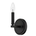 HMS Contemporary One Light Matte Black Wall Sconce Modern for Living Room Bedroom Bathroom Hotel with E26 Base Custom Packed