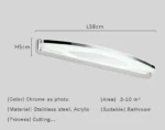 Modern LED bathroom mirror light with acrylic lampshade and stainless steel sconce