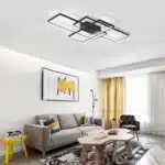 50W Dimmable LED Ceiling Light, Modern 3-Square Acrylic Flush Mount Fixture with Remote Control for Living Room – base detail