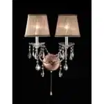 HMS Dual Light Hanging Wall Sconce Silver and Pink Faux Crystal Wall Lamps – styled in a modern Wall Sconces setting