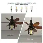 20IN Socket Fan, Black Ceiling Fan with Light, Screw-in for Garage/Bedroom/Kitchen/Living Room (Bulb Not Included) – styled