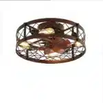 US Stock Free Shipping 19.7in Farmhouse Caged Flush Ceiling Fan Light AC Quiet 6-Speed Reversible with Timer Remote