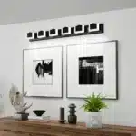 Modern black vanity light with 6 acrylic LED bulbs for bathroom