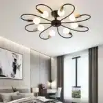 8-Light Semi Flush Ceiling Light, Modern Sputnik Chandelier, Industrial Vintage Metal Pendant Lamp for Kitchen Dining – base