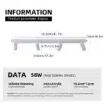58W Modern LED Ceiling Light with 4 Spotlights, Dimmable 43.3" Linear Flush Mount Fixture with Remote for Bedroom, Closet