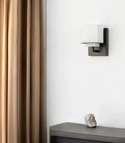 HMS Modern Contemporary One Light Bronze Wall Sconce with White Glass Novelty LED Warm White Wall Lamp for Bathroom Use