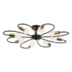 8-Light Semi Flush Ceiling Light, Modern Sputnik Chandelier, Industrial Vintage Metal Pendant Lamp for Kitchen Dining