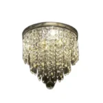 HMS Dimmable Ceiling Light Black and Gold Shaded Transparent Glass with Crystals and Clear Shades Steel Scrap Product