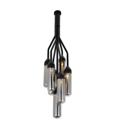 HMS Six-Light Metal Glass Flush Ceiling Light Clear Shades Shaded Empire Design Warm White Farmhouse Style for AC Middle