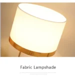 Modern table lamp with fabric shade in a cozy living room setting