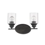 HMS Modern Two-Light Bronze Wall Sconce LED Warm White Clear Glass Shade for Indoor Hotel Use Custom Packing Metal Wall