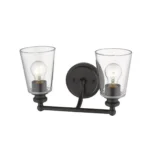 HMS Contemporary Two-Light Antique Bronze Glass Shade Wall Sconce Warm White Modern Wall Lamp for Living Room or Home