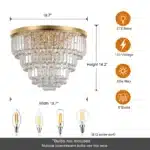 US Stock Free Shipping French Gold Round Crystal Chandelier 6-Light 20 Inch Luxury Ceiling Light Fixture for Living Room