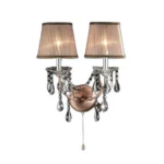 HMS Dual Light Hanging Wall Sconce Silver and Pink Faux Crystal Wall Lamps – side view