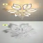 Modern White Dimmable Ceiling Light Acrylic Flower Light Fixture, 6-Head Flush Mount Chandelier with Remote for Bedroom
