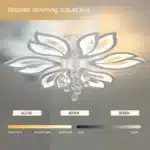 Modern White Dimmable Ceiling Light Acrylic Flower Light Fixture, 6-Head Flush Mount Chandelier with Remote for Bedroom