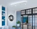 58W Modern LED Ceiling Light with 4 Spotlights, Dimmable 43.3" Linear Flush Mount Fixture with Remote for Bedroom, Closet