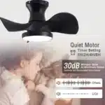 OE HOME ABS Ceiling Fan Modern 3 Color Temperatures Light Remote Control DC Motor Powerful Low Noise Small Space Dining Room