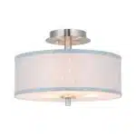 US Instock Fabric Lampshade Modern Light Pendant Round Led Flush Mount Ceiling Light for Bedroom Living Room Dining – angled