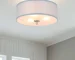 US Instock Fabric Lampshade Modern Light Pendant Round Led Flush Mount Ceiling Light for Bedroom Living Room Dining