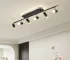 60W Modern Dimmable LED Ceiling Light, 6-Light Flush Mount Fixture with Remote, 51" Black & Gold for Kitchen, Bedroom