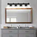 Modern 5-Light Matte Black LED Vanity Light Fixture with Crystal Glass Shades, Bathroom Wall Sconce for Contemporary Home