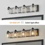 32" Farmhouse Vanity Light Fixture, 4-Light Bathroom Wall Sconce with Clear Seeded Glass Shades (No Bulbs) – base detail