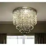 HMS Dimmable Ceiling Light Black and Gold Shaded Transparent Glass with Crystals and Clear Shades Steel Scrap Product
