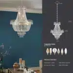 US Stock Free Shipping French Gold Crystal Chandelier Adjustable 104cm Chain Iron Glass Ceiling Light for Living Room