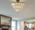 20" Black Crystal Chandelier Ceiling Light, Modern Luxury 10-Light Flush Mount Light Fixture, Elegant Home Lighting (No