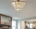 20" Black Crystal Chandelier Ceiling Light, Modern Luxury 10-Light Flush Mount Light Fixture, Elegant Home Lighting (No