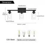 Industrial vintage wall sconce with clear glass shade in matte black finish