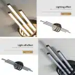 3-Light Semi Flush Mount Ceiling Light,Industrial Geometric Linear Black Light for Living Room with Remote Control (80cm)