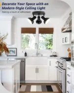 Modern Style Spotlight 3 Way Track Lighting E12 Base Rotatable Ceiling Light Fixture Metal for Kitchen Living Room Office