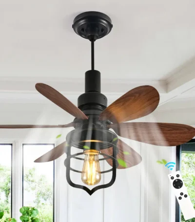 20IN Socket Fan, Black Ceiling Fan with Light, Screw-in for Garage/Bedroom/Kitchen/Living Room (Bulb Not Included)