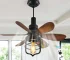 20IN Socket Fan, Black Ceiling Fan with Light, Screw-in for Garage/Bedroom/Kitchen/Living Room (Bulb Not Included)