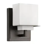 HMS Modern Contemporary One Light Bronze Wall Sconce with White Glass Novelty LED Warm White Wall Lamp for Bathroom Use