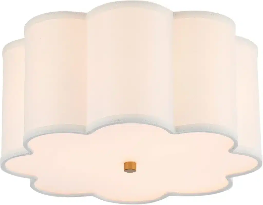 Semi Flush Mount Ceiling Light, Modern Close to Ceiling Lamp with White Fabric Drum Shade for Nursery Kids Room Entery Foyer