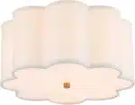Semi Flush Mount Ceiling Light, Modern Close to Ceiling Lamp with White Fabric Drum Shade for Nursery Kids Room Entery Foyer