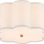 Semi Flush Mount Ceiling Light, Modern Close to Ceiling Lamp with White Fabric Drum Shade for Nursery Kids Room Entery Foyer