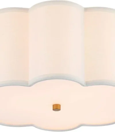 Semi Flush Mount Ceiling Light, Modern Close to Ceiling Lamp with White Fabric Drum Shade for Nursery Kids Room Entery Foyer