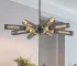 US Stock Free Shipping 33.5 Inch 8-Light Black Industrial Chandelier Iron Hanging Ceiling Light for Dining Living Room