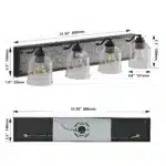 32" Farmhouse Vanity Light Fixture, 4-Light Bathroom Wall Sconce with Clear Seeded Glass Shades (No Bulbs) – styled in a