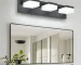 Modern bathroom vanity light with three acrylic globes in matte black finish