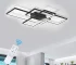 50W Dimmable LED Ceiling Light, Modern 3-Square Acrylic Flush Mount Fixture with Remote Control for Living Room
