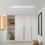 58W Modern LED Ceiling Light with 4 Spotlights, Dimmable 43.3" Linear Flush Mount Fixture with Remote for Bedroom, Closet